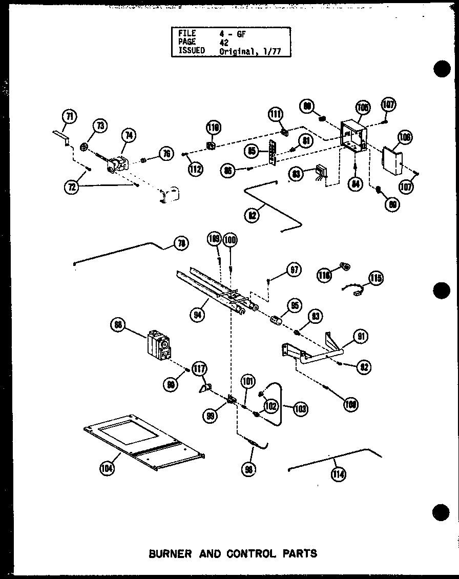 Burner and control parts (gh65de/p96420-1f) (gh80de/p96420-2f) (gh105de-3/p96420-7f) (gh120de-5/p96420-11f) (gh140de-4/p96420-14f)