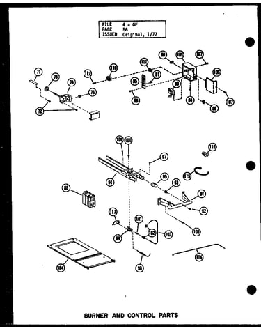 Burner and control parts (gh80de-3/p96420-4f) (gh80de-4/p96420-5f) (gh120de/p96420-9f) (gh120de-4/p96420-10f) (gh140de/p96420-13f) (ghm80de-4/p96420-19f) (ghm120de-5/p96420-20f) (gh105de/p95420-6f)