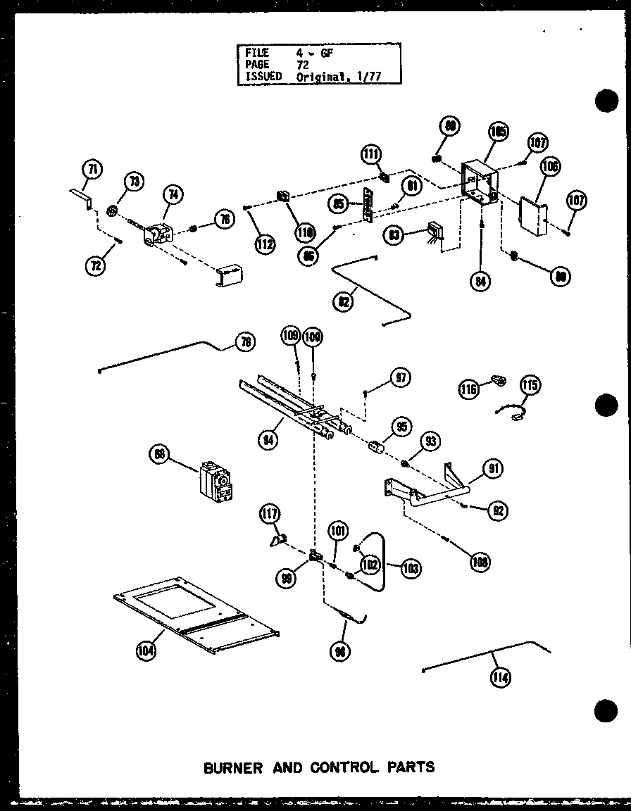 Burner and control parts (gh80de-2/p96421-3f) (gh105e-r3/p96421-8f) (gh120e-r3/p96421-12f) (gh140e-r4/p96421-15f) (gh160e-r5/p96421-17f)