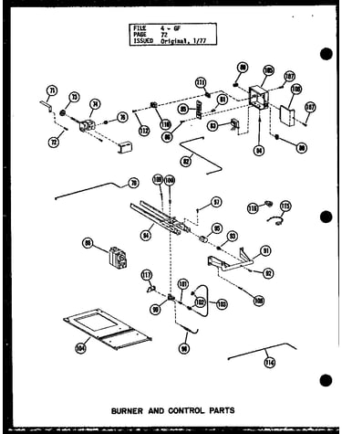 Burner and control parts (gh80de-2/p96421-3f) (gh105e-r3/p96421-8f) (gh120e-r3/p96421-12f) (gh140e-r4/p96421-15f) (gh160e-r5/p96421-17f)