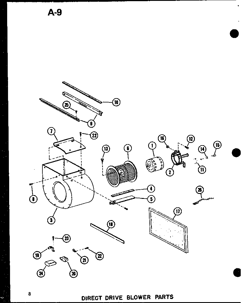 Direct drive blower parts (ghe65dm-2/p96596-1f) (ghe65dm-3/p96596-2f) (ghe80dm/p96596-3f) (ghe80dm-3/p96596-4f) (ghe80dm-4/p96596-5f) (ghe105dm/p96596-6f)