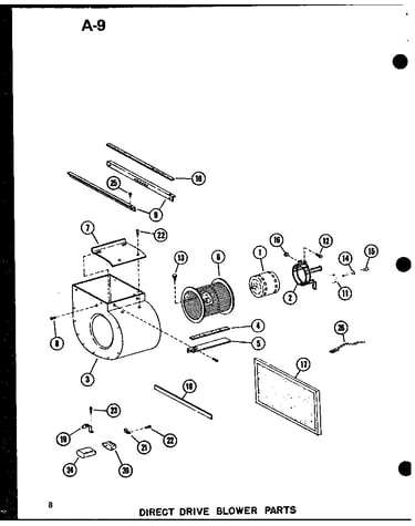 Direct drive blower parts (ghe65dm-2/p96596-1f) (ghe65dm-3/p96596-2f) (ghe80dm/p96596-3f) (ghe80dm-3/p96596-4f) (ghe80dm-4/p96596-5f) (ghe105dm/p96596-6f)