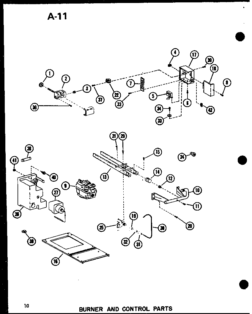 Burner and control parts (ghe65dm-2/p96596-1f) (ghe65dm-3/p96596-2f) (ghe80dm/p96596-3f) (ghe80dm-3/p96596-4f) (ghe80dm-4/p96596-5f) (ghe105dm/p96596-6f)