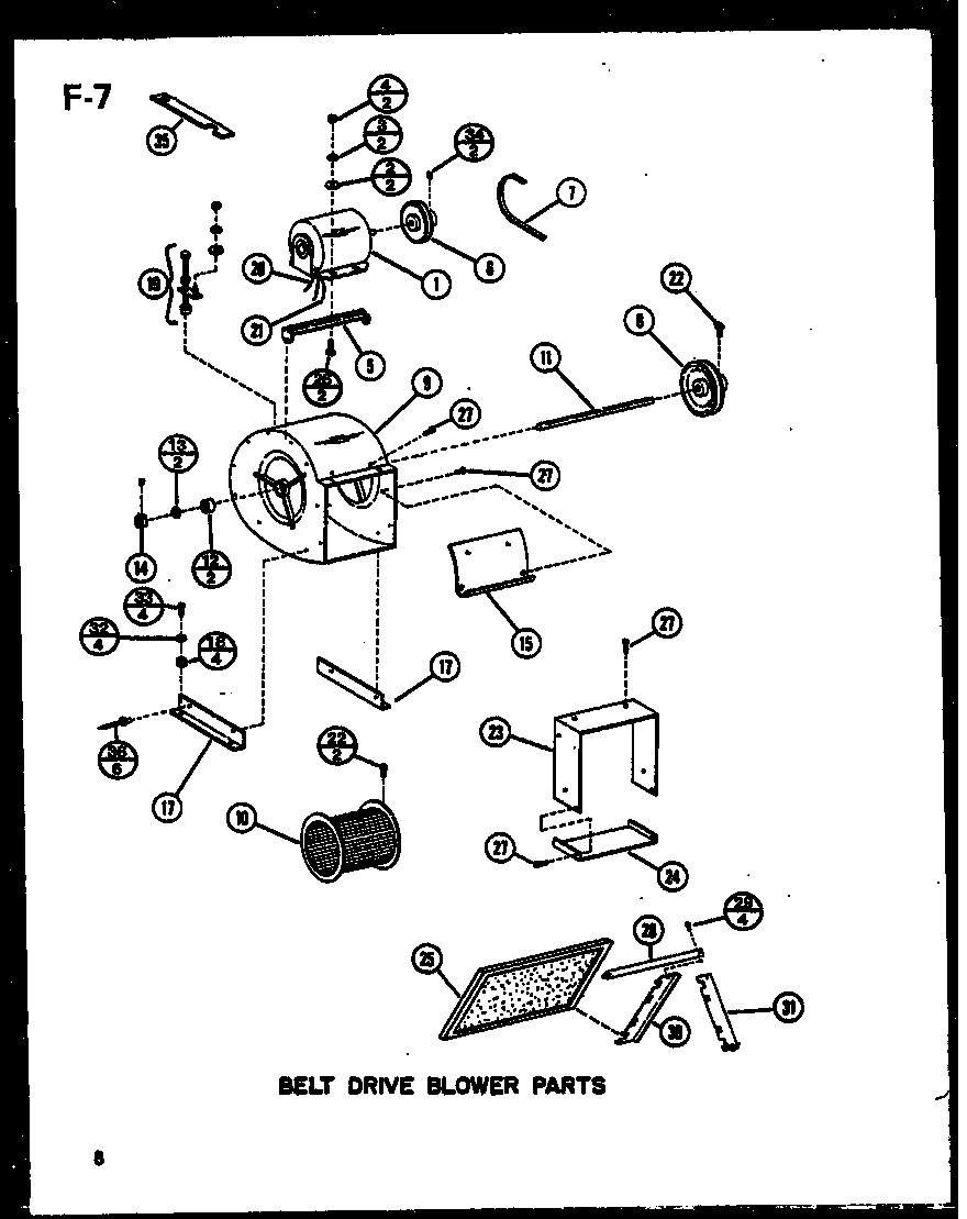 Belt drive blower parts