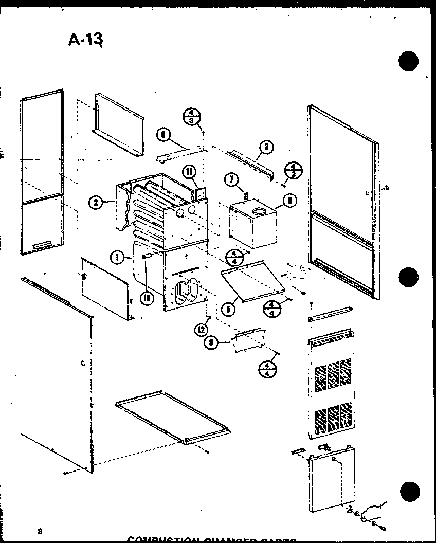 Combustion chamber parts (ghe56dn-3/p68830-14f) (ghe65dn-2/p68830-1f) (ghe65dn-3/p68830-2f) (ghe80dn/p68830-3f) (ghe80dn-3/p68830-4f)