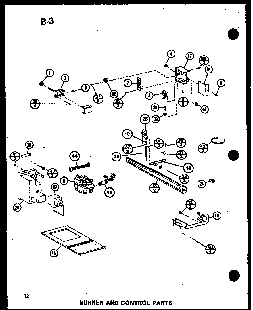 Burner and control parts (ghe56dn-3/p68830-14f) (ghe65dn-2/p68830-1f) (ghe65dn-3/p68830-2f) (ghe80dn/p68830-3f) (ghe80dn-3/p68830-4f)