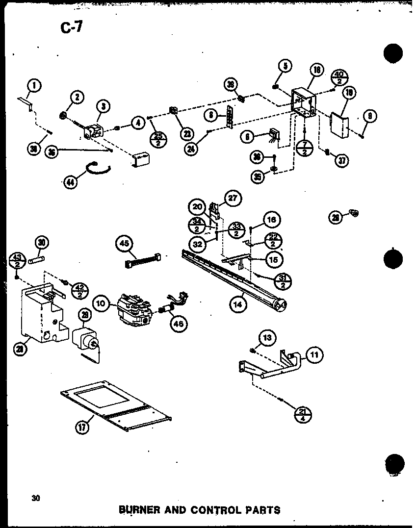 BURNER AND CONTROL PARTS (GHE120DN/P68830-9) (GHE120DN-4/P68830-10F) (GHE140DN-4/P68830-11F) (GHE160N-R5/P68830-12F) (GHE200N-R5/P68830-13F)