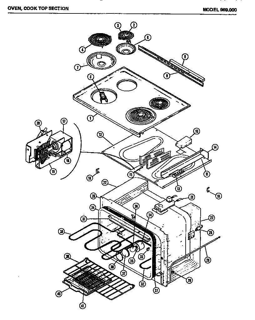 Oven cook top section