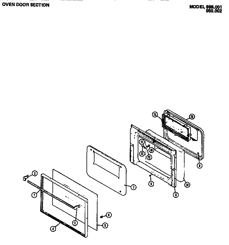 Oven door section (989.001) (989.002)