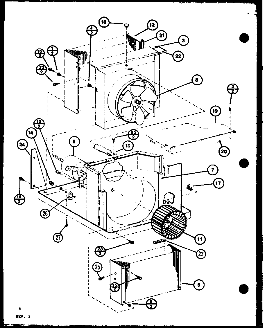 Evaporator and fan motor parts