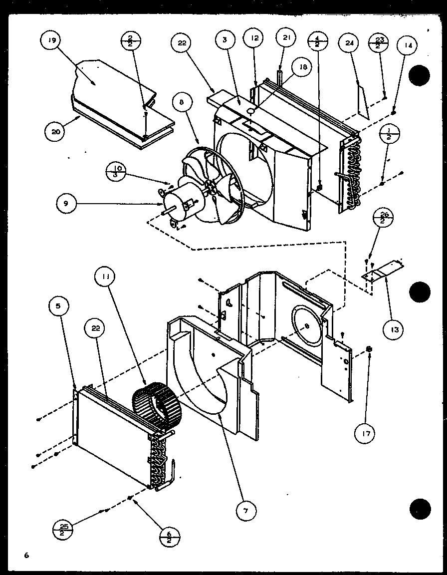 Evaporator and fan motor parts