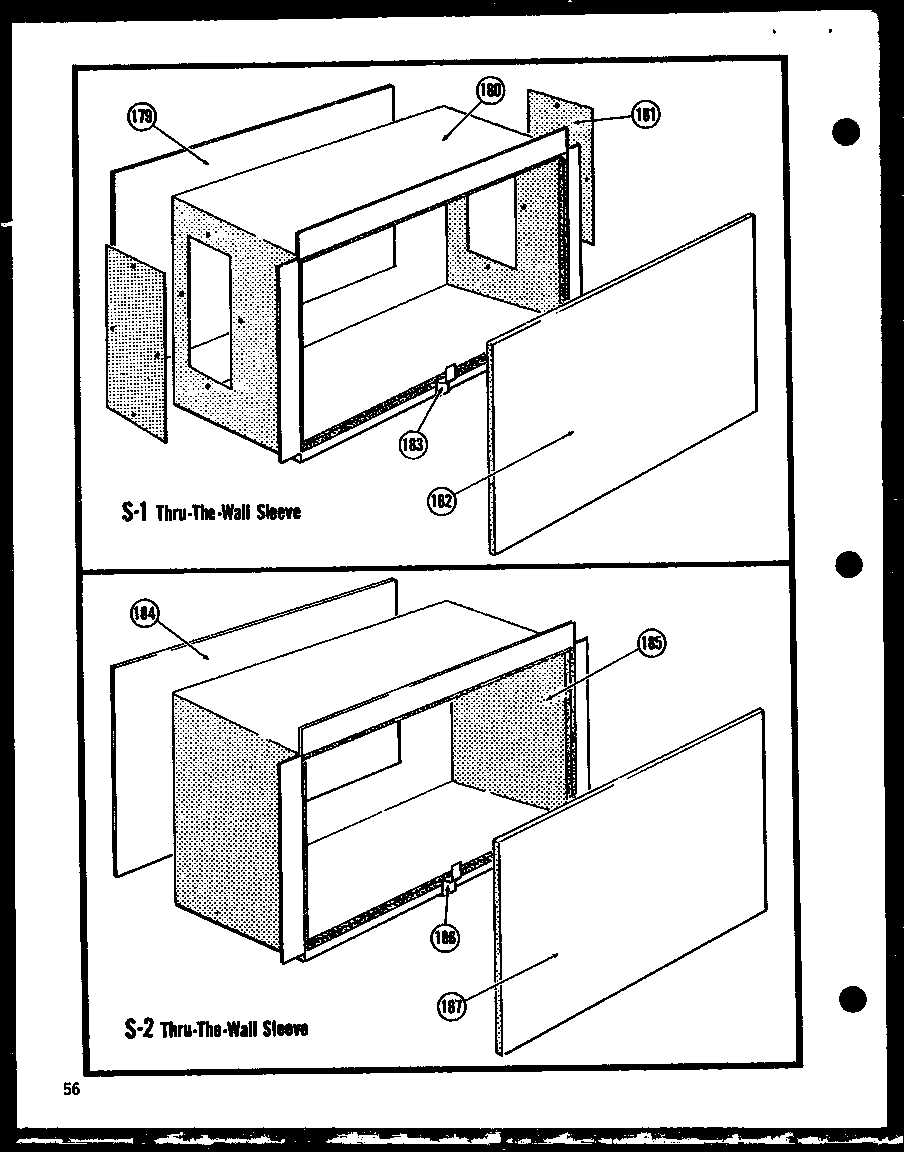 S-1 THRU-THE-WALL SLEEVE (9-5D) (9-5DH) (9-3D) (11-5E) (11-5EH) (11-2E) (11-2EM) (12-3E) (12-3EM) (12-3EH) (109-3F) (106-2E) (106-2EM) (106-2EH) (109-5F) (109-2E) (109-2EM)