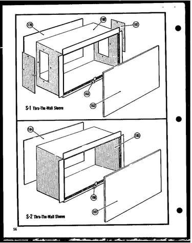 S-1 thru-the-wall sleeve (9-5d) (9-5dh) (9-3d) (11-5e) (11-5eh) (11-2e) (11-2em) (12-3e) (12-3em) (12-3eh) (109-3f) (106-2e) (106-2em) (106-2eh) (109-5f) (109-2e) (109-2em)