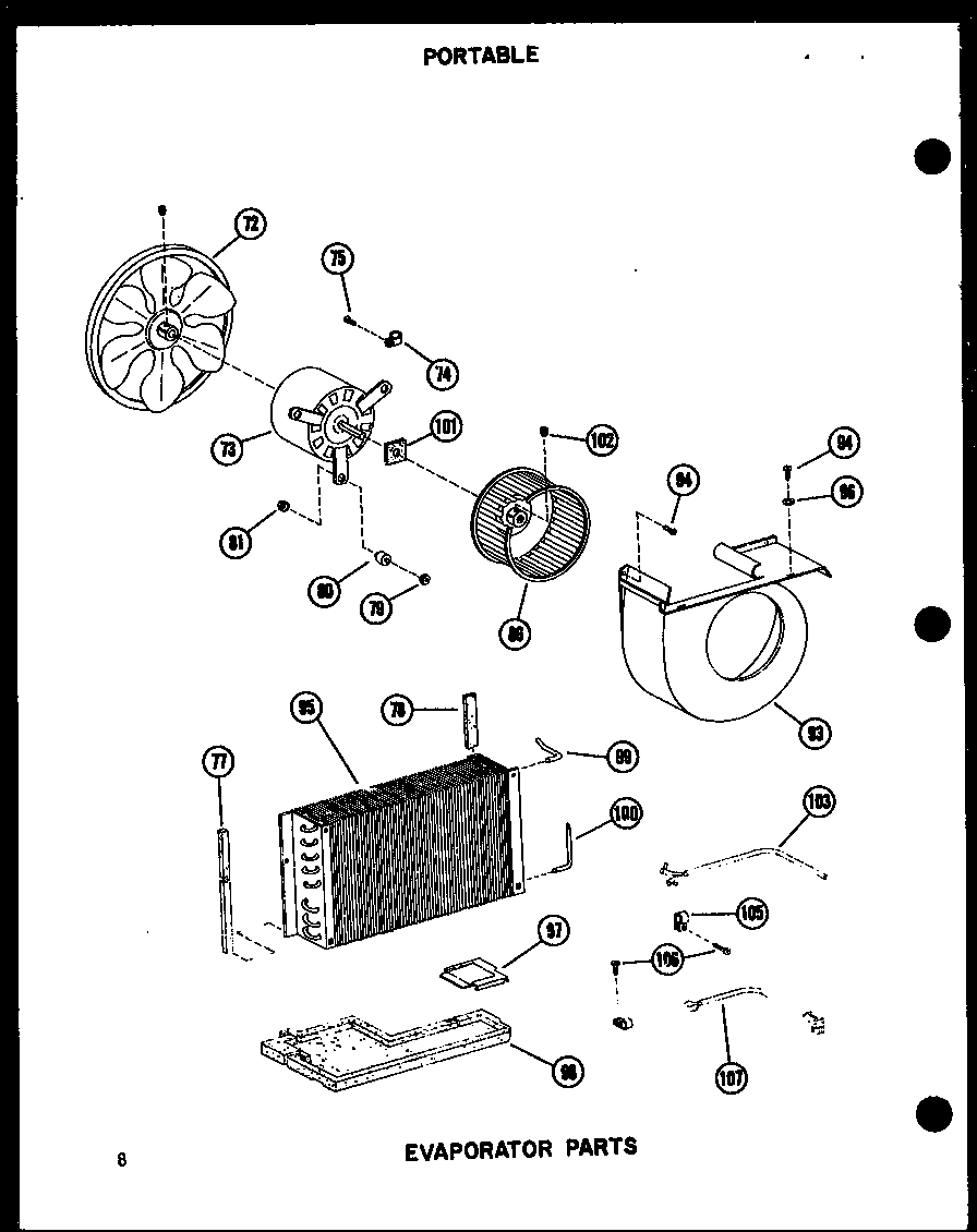 Evaporator parts (5p-2m-1w/p54972-8r) (5p-2mw/p54972-7r) (6p-2amw/p54972-9r)