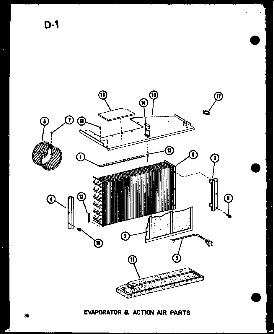 Evaporator & action air parts (es213-2mk/p67535-3r) (218-3mk/p67535-4r) (218-3k/p67535-5r) (218-5k/p67535-6r)