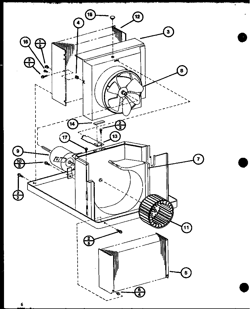 EVAPORATOR AND FAN MOTOR