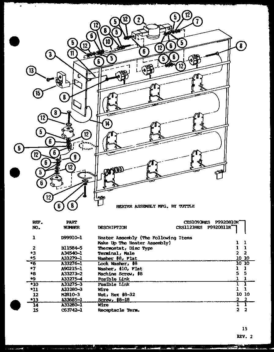 Heater assembly (ces1093hes/p9920810r) (ces1123hes/p9920811r)