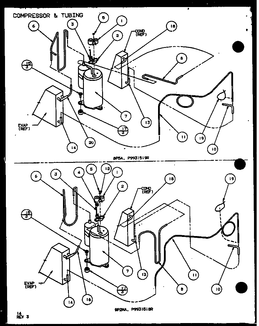 Compressor & tubing k34g07 (5p2ms/p9931511r) (5p2ms/p9931512r) (7p2ma/p9931513r) (7p2ma/p9931514r) (9p2ma/p9931516r) (9p2ma/p9931518r) (9p2mb/p9931520r)