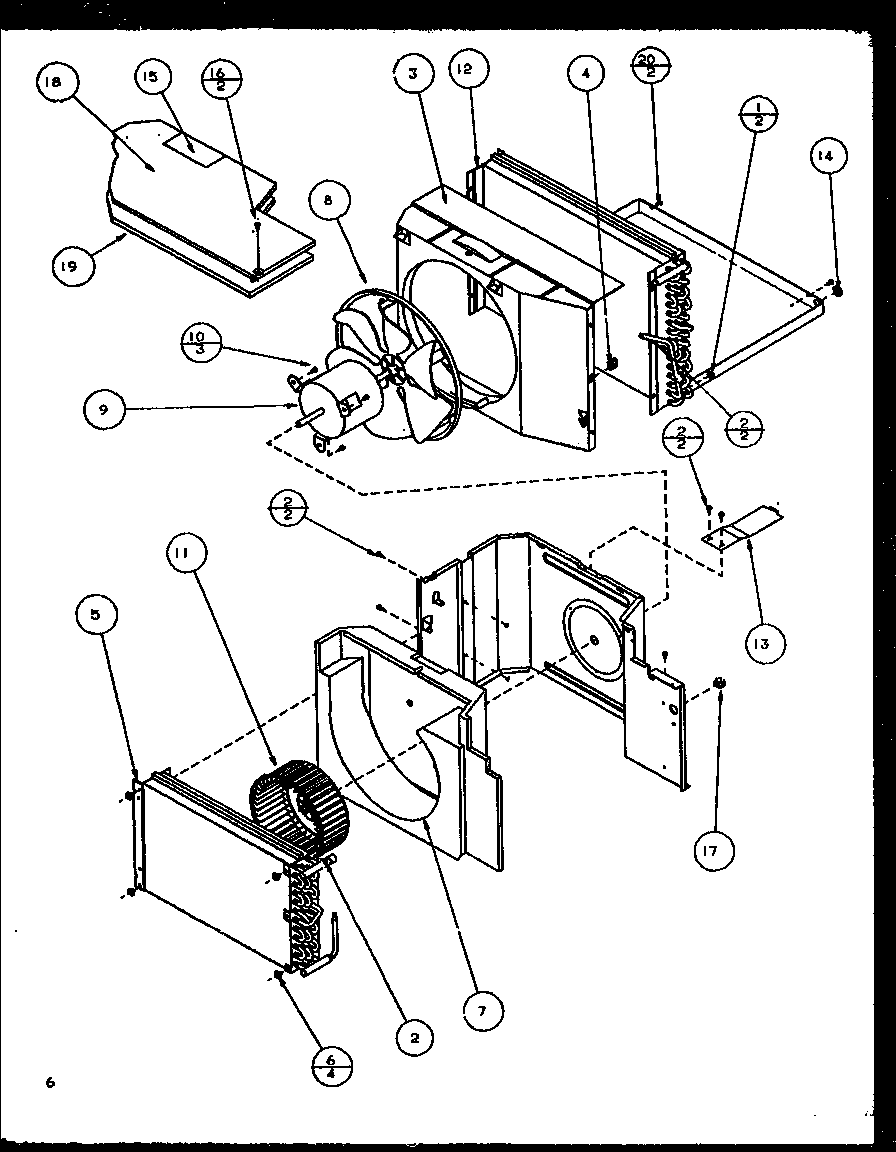 Evaporator and fan parts