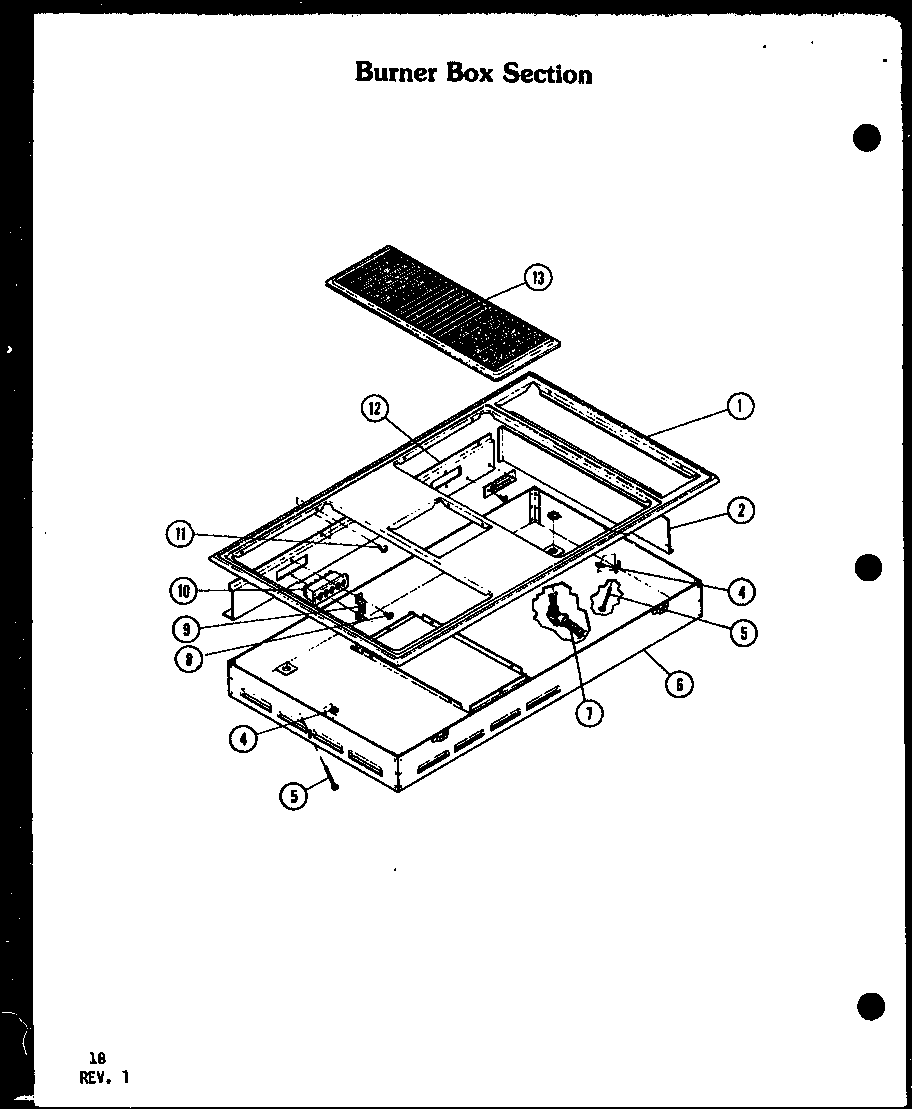 Burner box section (akd-1b/p85558-2s) (akm-1b/p85549-2s) (akd-1b/p85558-3s) (akm-1b/p85549-3s)