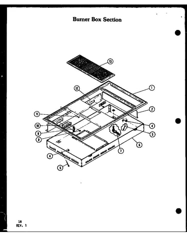 Burner box section (akd-1b/p85558-2s) (akm-1b/p85549-2s) (akd-1b/p85558-3s) (akm-1b/p85549-3s)