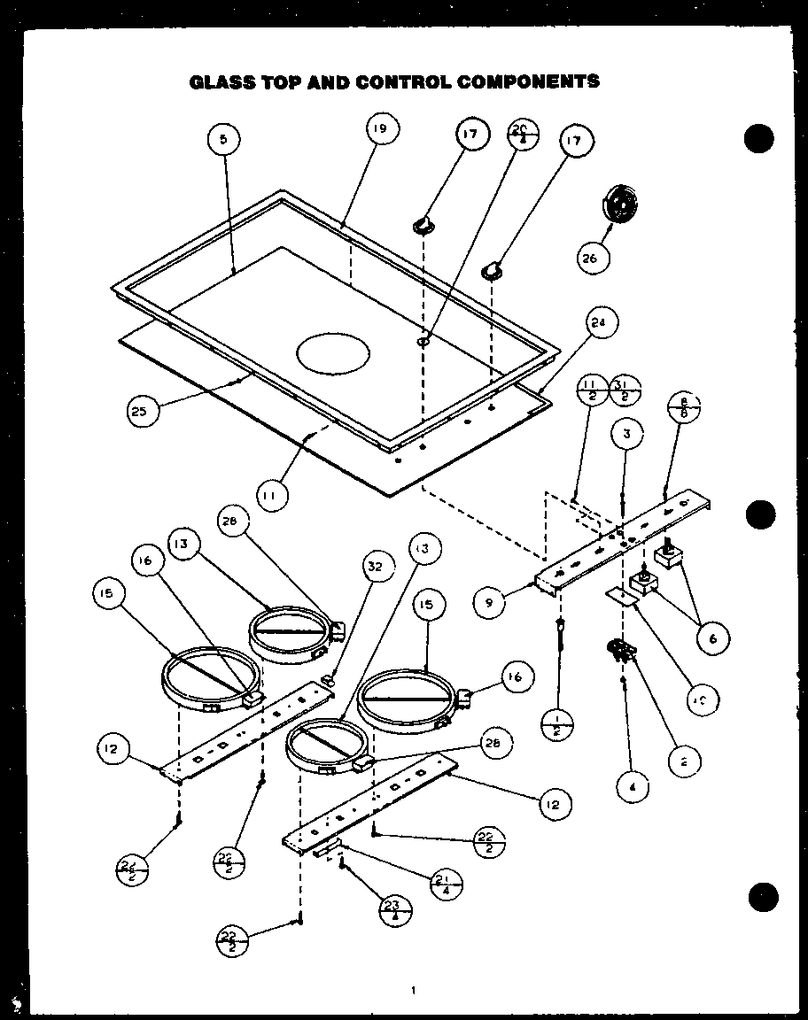 Glass top and control components