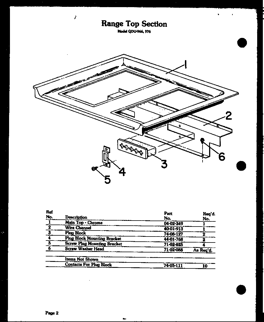 Range top section (qdu-966) (qdu-976)