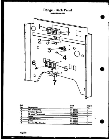 Range - back panel (qdu-966) (qdu-976)