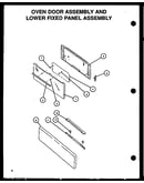 Oven door assembly and lower fixed panel assembly