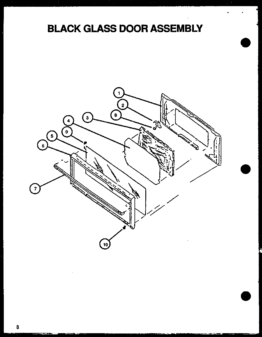 Black glass door assembly