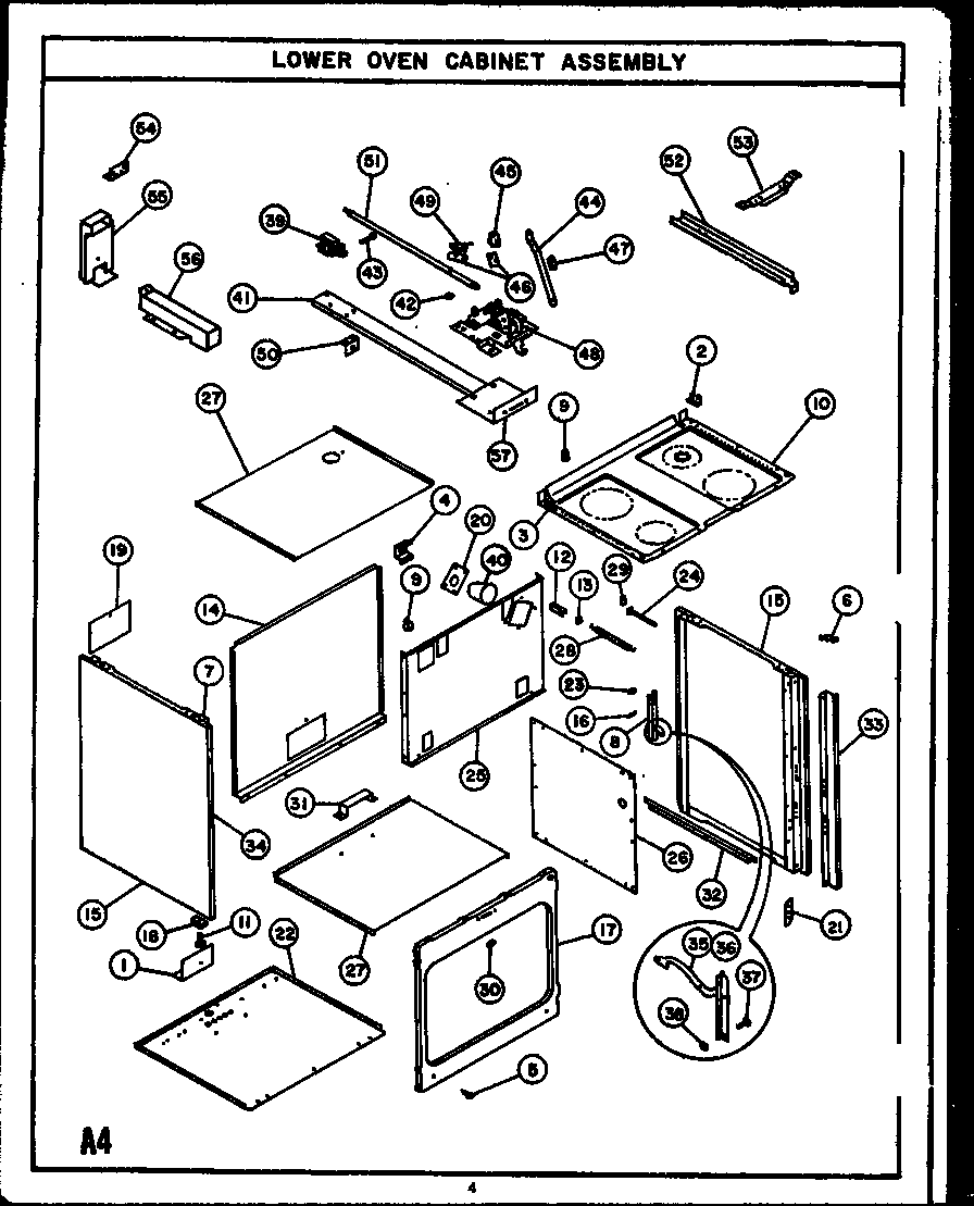Lower oven cabinet assembly (evp394) (evp399)