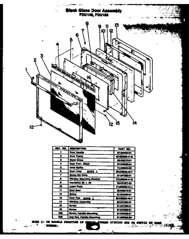 Black glass door assembly