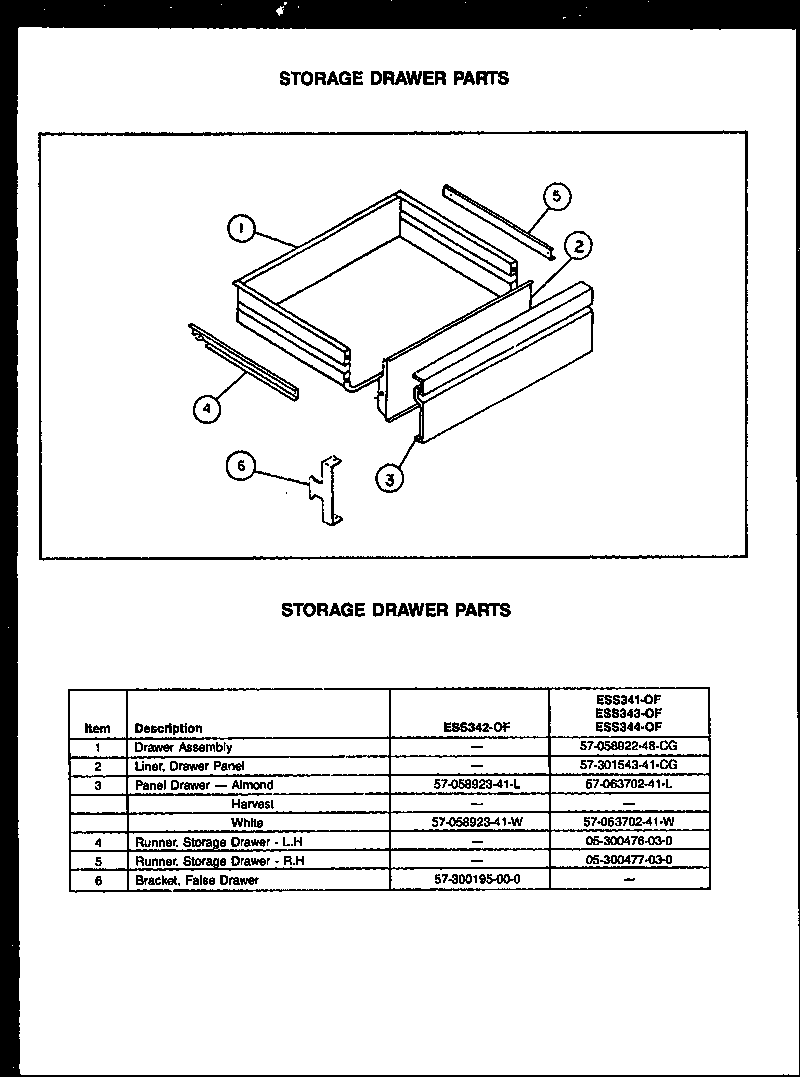 STORAGE DRAWER PARTS