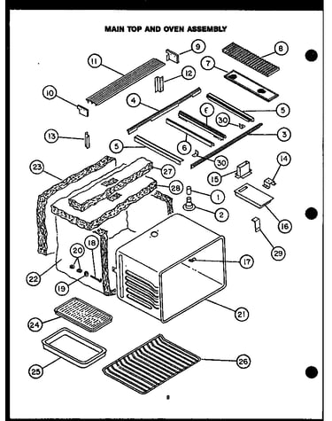 Main top and oven assembly