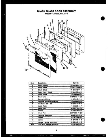 Black glass door assembly