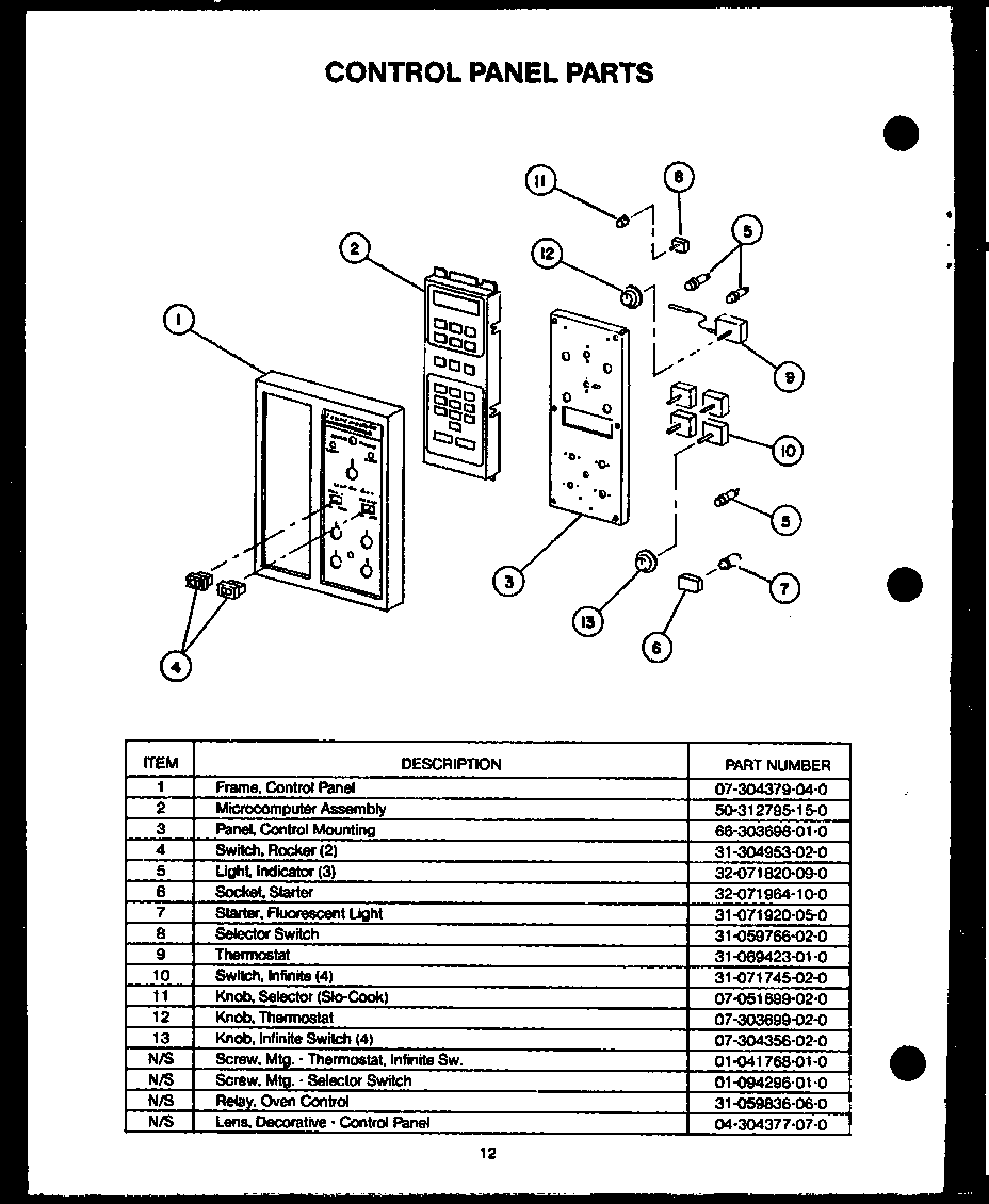 Control panel parts (ekt-396)