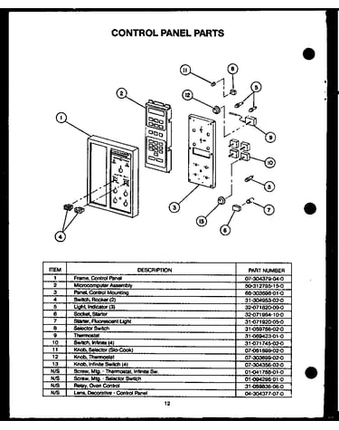 Control panel parts (ekt-396)