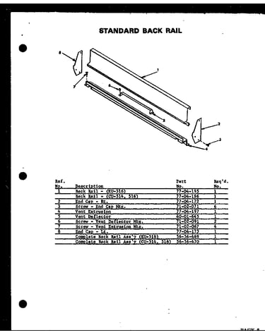 Standard back rail (acu-514) (ccu-514) (hcu-514) (wcu-514) (acu-516) (ccu-516) (hcu-516) (wcu-516) (aeu-516) (ceu-516) (heu-516) (weu-516)