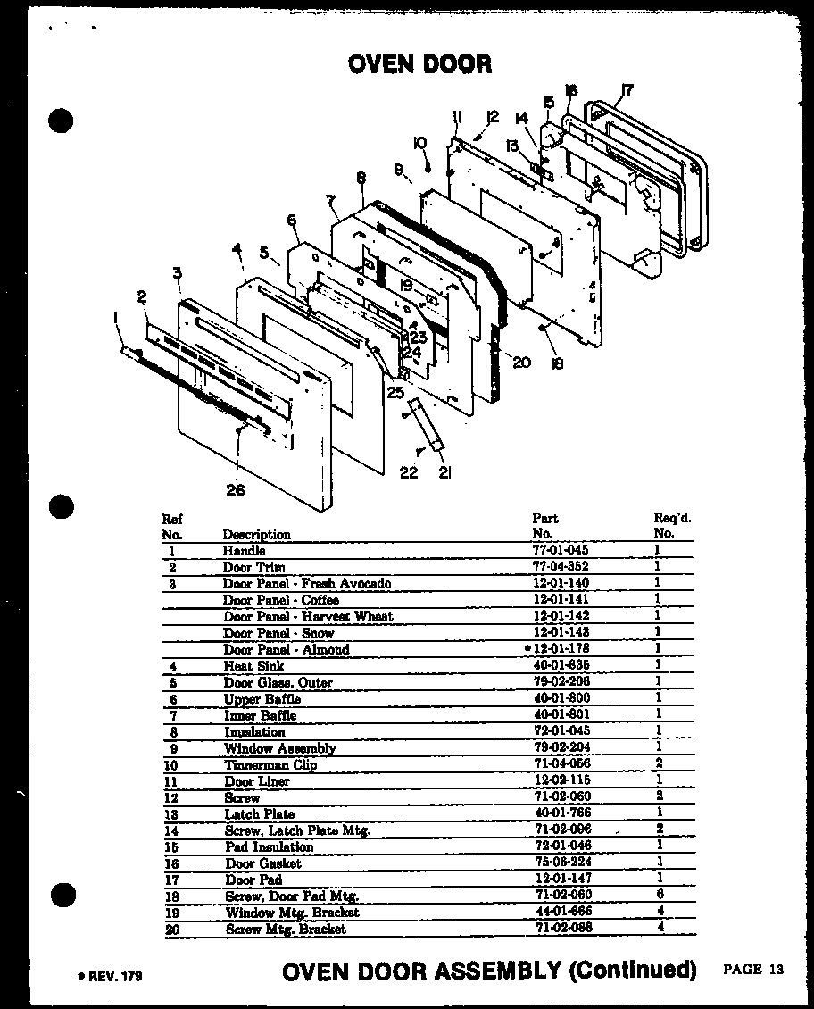 OVEN DOOR ASSEMBLY (QDU-838) (QDU-858) (QDU-878)