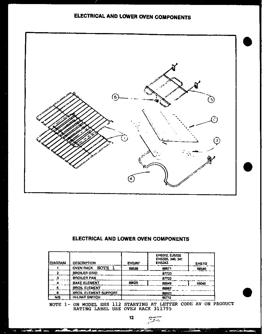 Electrical and lower oven components