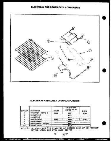Electrical and lower oven components