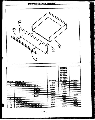 Storage drawer assembly (gbe24fc) (sbe24fc) (gbe26da) (sbe26da) (gbe26dc) (sbe26dc) (gbe26fc) (sbe26fc) (gbe26gc) (sbe26gc) (gbe26db) (sbe26db) (gbe26eb) (sbe26eb) (gbe26fb) (sbe26fb) (gbe56fb) (sbe56fb) (gbc26ck) (sbc26ck)