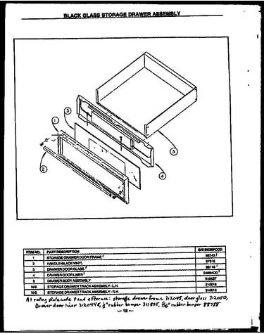 Black glass storage drawer assembly (gbe26fcod) (sbe26fcod)