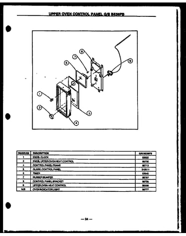 Upper oven control panel (gbe56fb) (sbe56fb)