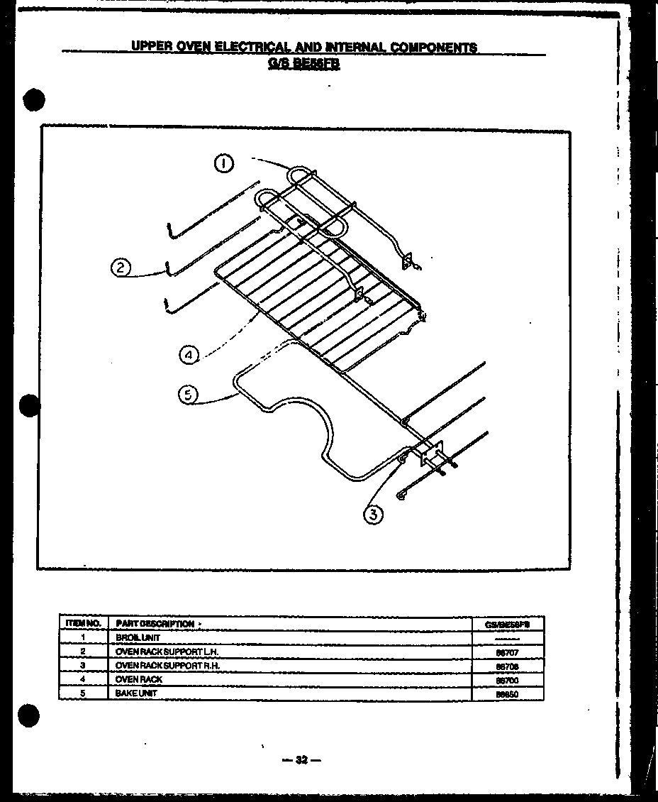 UPPER OVEN ELECTRICAL AND INTERNAL COMPONENTS (GBE56FB) (SBE56FB)