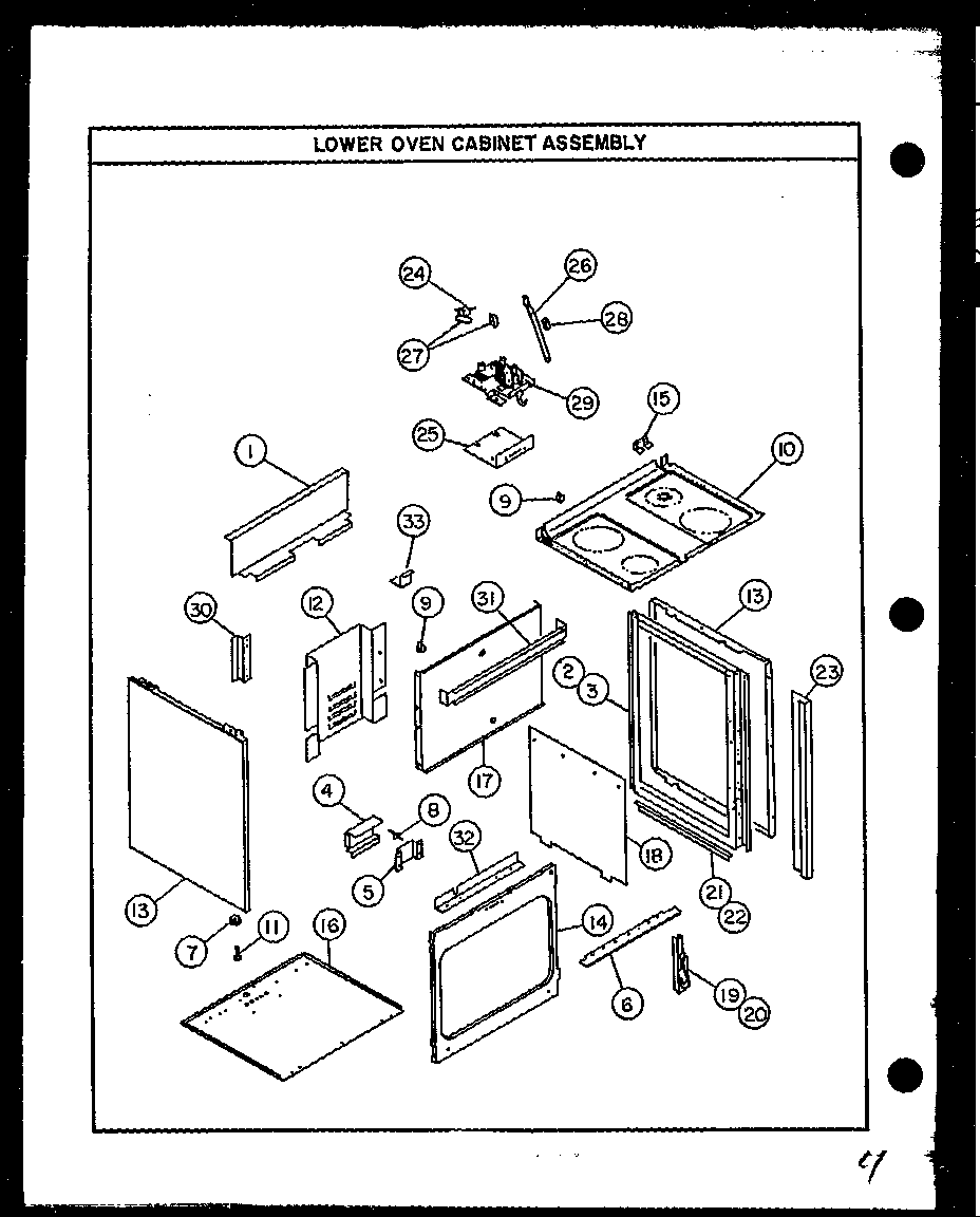 Lower oven cabinet assembly