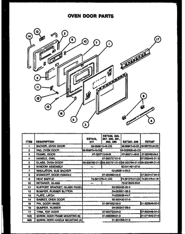 Oven door parts