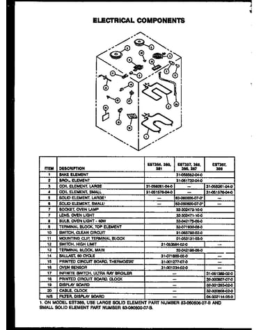Electrical components (est356) (est357) (est380) (est381) (est385) (est386) (est387) (est307) (est308)