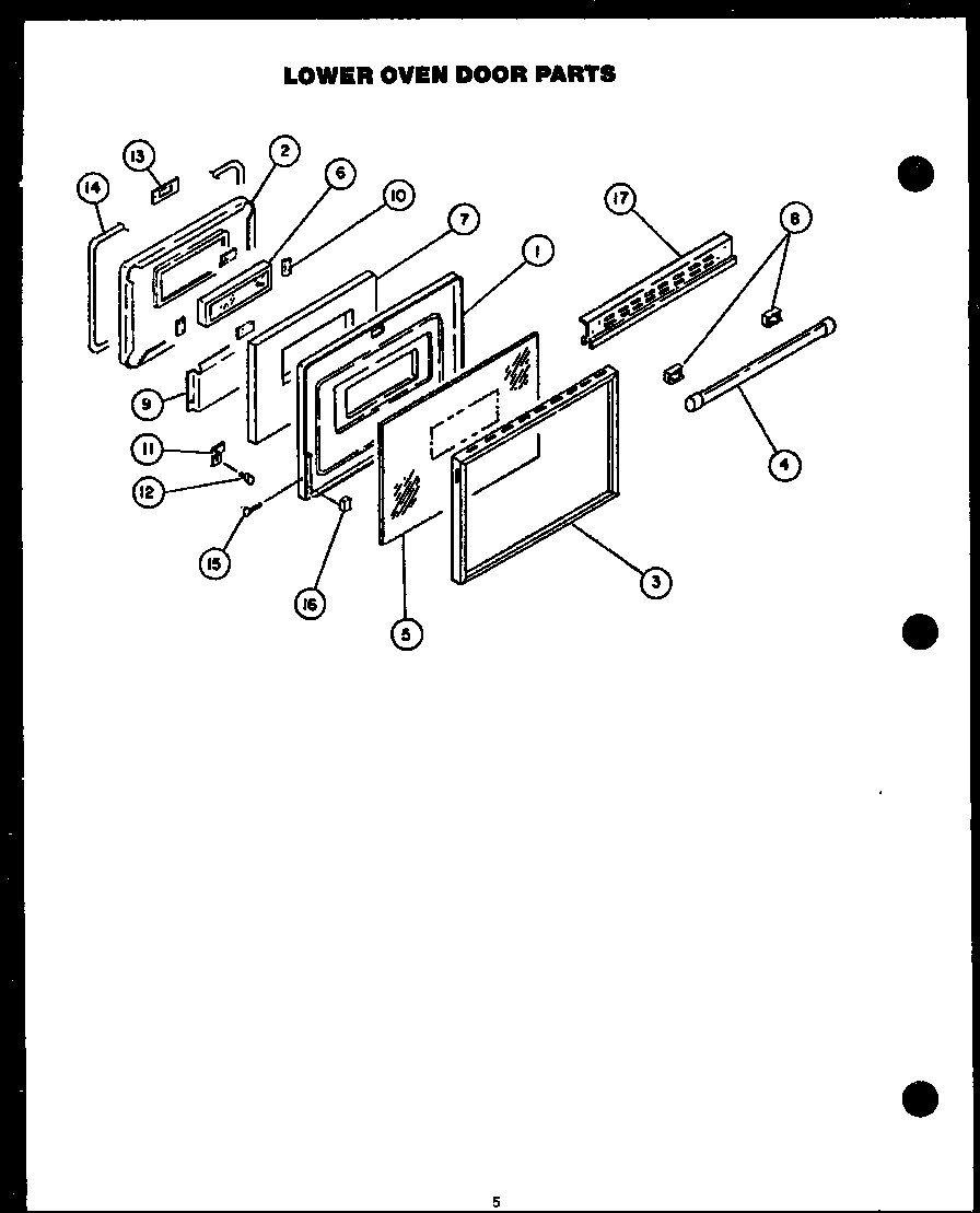 Lower oven door parts