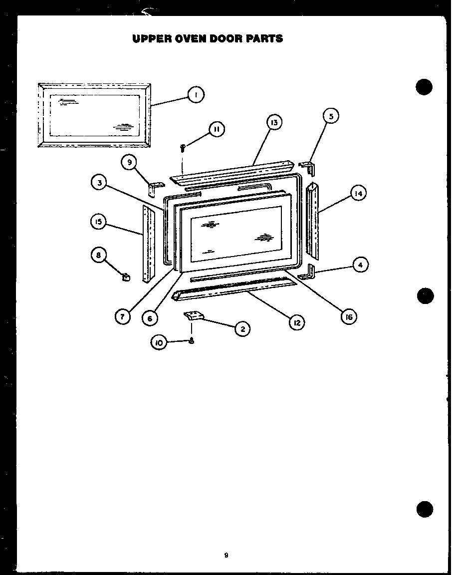 Upper oven door parts